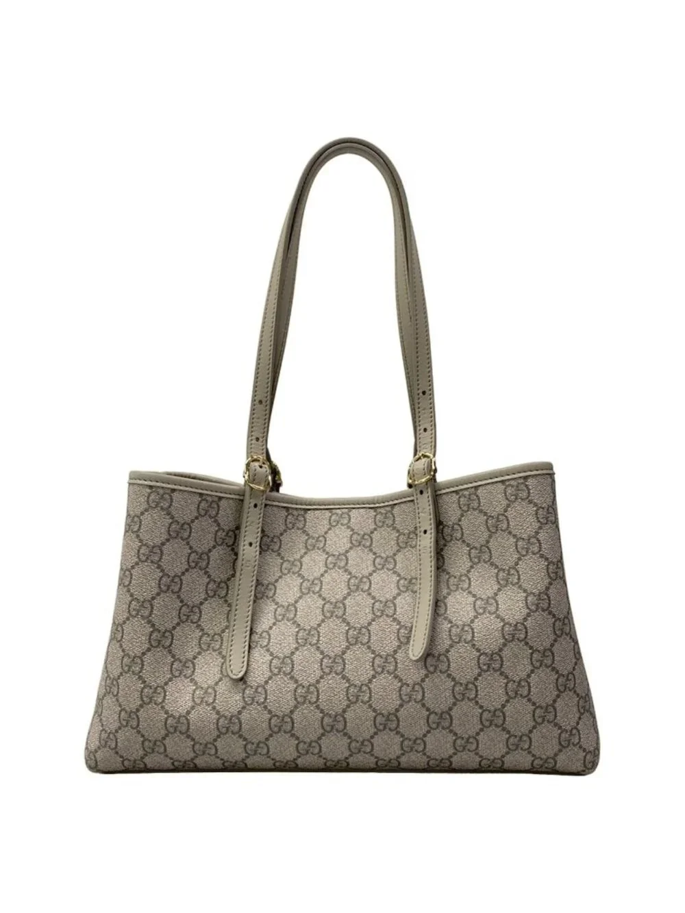 Gucci Tote Bag GG Emblem Medium Gray Leather